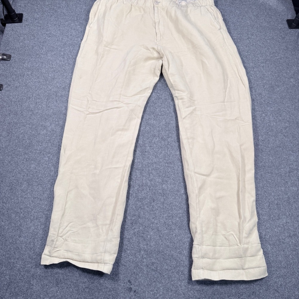 Tommy Bahama Mens XXL Beige Linen Blend Elastic Waist Relaxed Pants